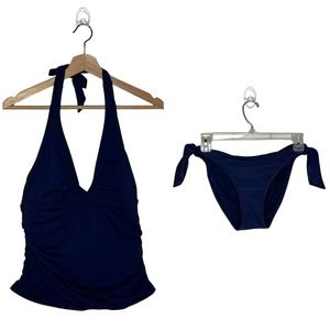 Athleta Women's Shirrendipity Halter Tankini Top & Matching Bikini Bottom Medium